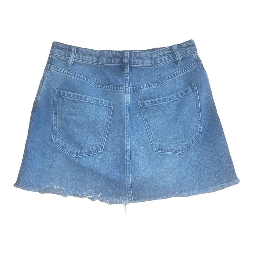 Free People Denim Skirt Women Sz‎ 30 We The Free Full Zip Boho Chic Cottagecore